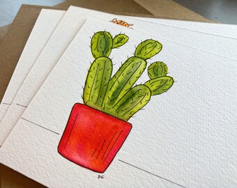 Stationery Notecards (set of 6) / Hand-painted / Cactus and succulent designs / Includes Envelopes / Watercolor / Blank Flat Cards/ Size A2