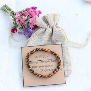Tiger&#39;s Eye bracelet, gemstone bracelet, protection bracelet, crystal bead bracelet 6mm, courage bracelet, luck bracelet, keep your strength