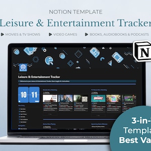 Movie TV Series Video Game & Books Tracker Notion Dark Template | Audiobooks and podcast tracker, games, movies, tv shows and book review