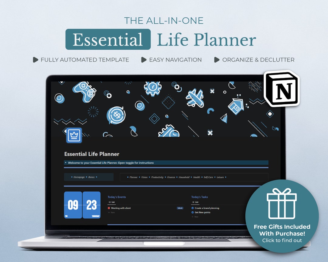 All in One Notion Template, Ultimate Life Planner, Digital Planner Dark ...