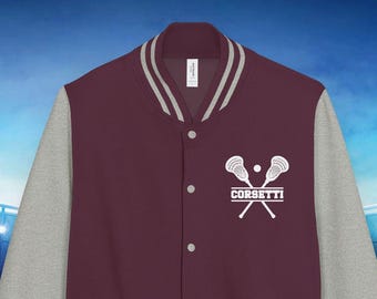 Custom Lacrosse Letterman Jacket, Personalized Varsity Jacket, Lacrosse Team Jacket, Lacrosse Coach Gift, Lacrosse Lover Gift, Team Captain