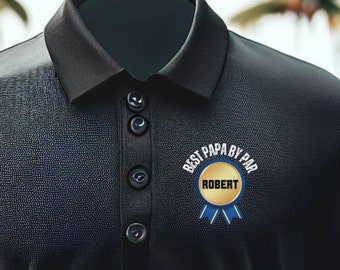 Mens Custom Golf Polo, Personalized Polo Shirt for Grandfather, Best Papa By Par Polo T-Shirt, Gift for Golfer, Perfect Gift for Grandpa