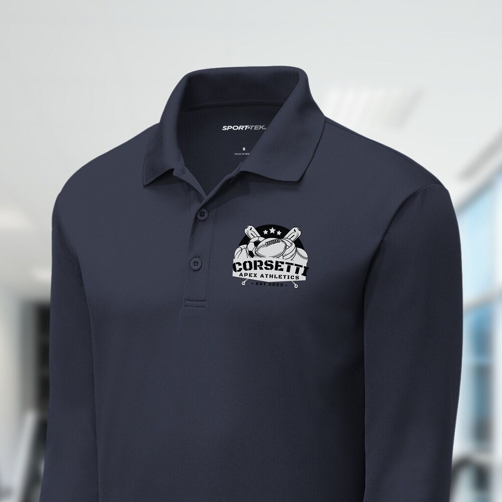 Shirtless Style Men'S Personalized Long Sleeve Polo, Custom Polo Shirt, Lightweight Sport Polo, Men'S Business Polo, Corporate Polo, Business Logo Shirt