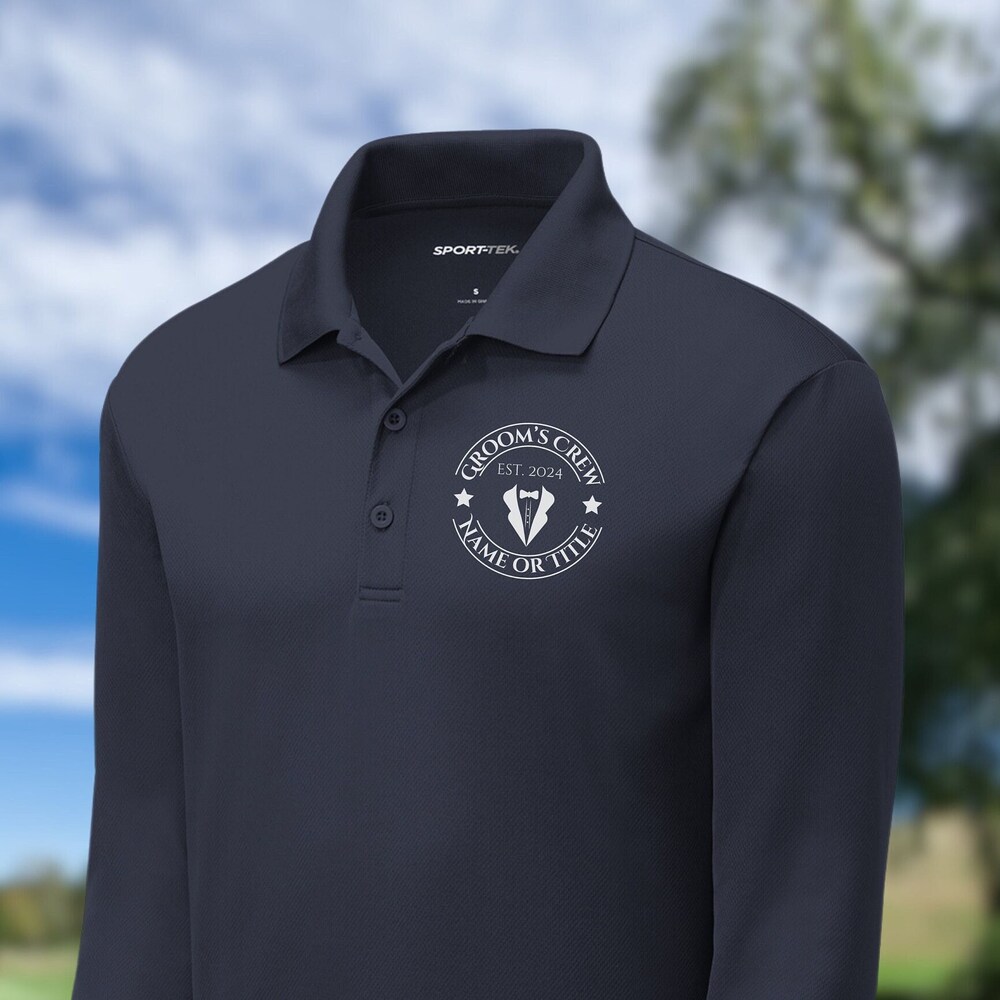 Shirtless Style Men'S Personalized Long Sleeve Golf Polo, Custom Polo Shirt, Lightweight Sport Polo, Bachelor Party Polo, Groomsman Golf Polo, Groom Polo