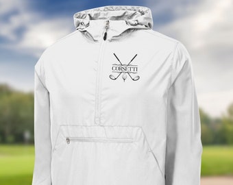 Herren personalisierte Golfjacke, verstaubarer Anorak, benutzerdefinierte Sportjacke, Golfclub-Geschenk, Golfcoach-Geschenk, Golfgeschenke für Männer, Geschenk für Ehemann