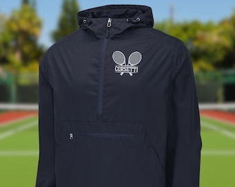 Mens Personalized Tennis Jacket, Packable Anorak, Custom Sport Jacket, Tennis Gift for Men, Tennis Coach Gift, Tennis Team Gift, Tennis Gift