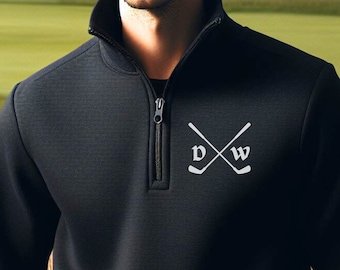 Personalized Fleece Golf Quarter-Zip, Quarter Zip Pullover Sweater, Custom Golf Gift, Gift for Husband, Gift for Golfer, Golf Gift for Men