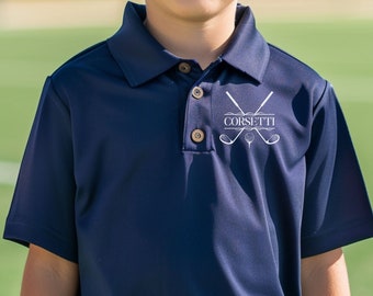 Personalisiertes Jugend-Golfpolo, benutzerdefiniertes Kinder-Golfpolo, Monogramm-Sportpolo, Jungen-Golfgeschenk, Golf-Shirt, Feuchtigkeitstransport, Geschenk für Sohn, Kind