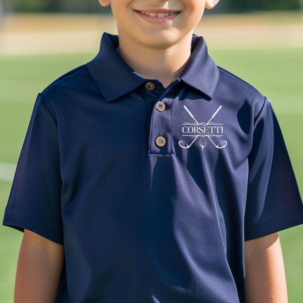 Personalized Youth Golf Polo, Kids Custom Golf Polo, Monogram Sport Polo, Boys Golf Gift, Golf Shirt, Moisture Wicking, Gift for Son, Child