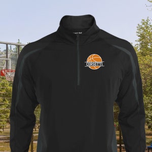 Personalized Basketball Sweatshirt, Custom Half Zip Pullover Sweater, Custom Basketball Gift, Basketball Coach Gift, Basketball Team Gift