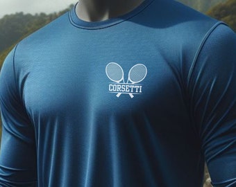 Custom Long Sleeve Tennis Shirt, Personalized Tennis Tshirt, Dry Fit Customized Tee, Gift for Tennis Player, Tennis Team Gift, Tennis Coach