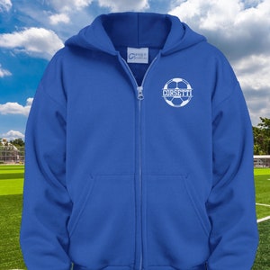 Youth Custom Soccer Sweatshirt, Kids Personalized Hoodie, Boys Soccer Sweater, Soccer Gift, Soccer Zip Up, Gift for Son, Grandson Gift