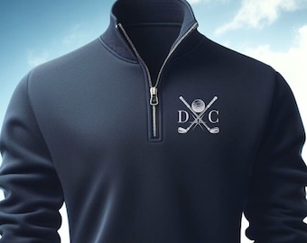 Personalized Fleece Golf Quarter-Zip, Quarter Zip Pullover Sweater, Custom Golf Gift, Gift for Husband, Gift for Golfer, Golf Gift for Men
