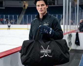 Custom Embroidered Hockey Duffel Bag | Personalized Hockey Equipment Bag | Hockey Team Bag | Team Travel Bag | Coach Gift | Hockey Gift