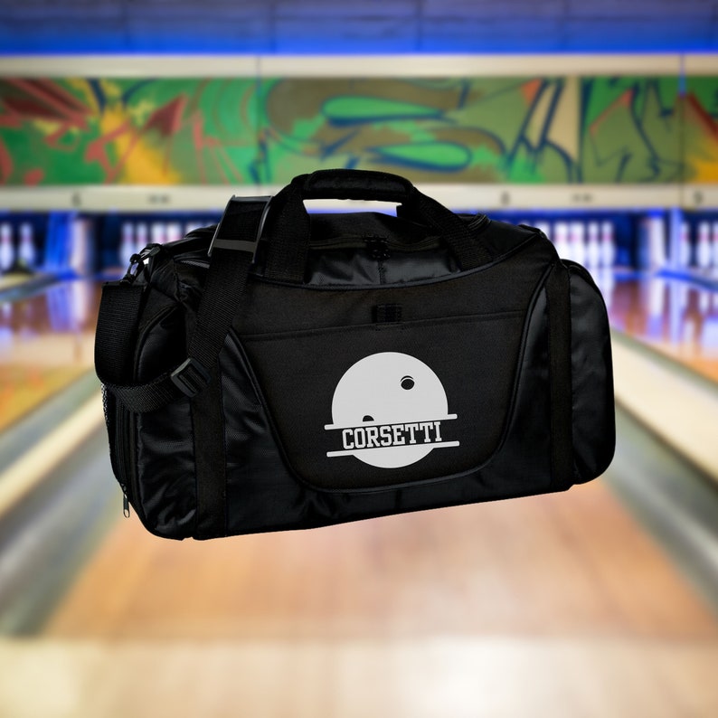 Personalized Bowling Duffel Bag, Custom Sport Bag, Monogram Travel Bag, Athletic Shoulder Bag, Bowling Coach Gift, Bowling Player Bag image 2