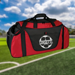 Personalized Soccer Duffel Bag, Custom Sport Bag, Monogram Travel Bag, Athletic Shoulder Bag, Soccer Coach Gift, Soccer Player Bag, Team Bag image 4