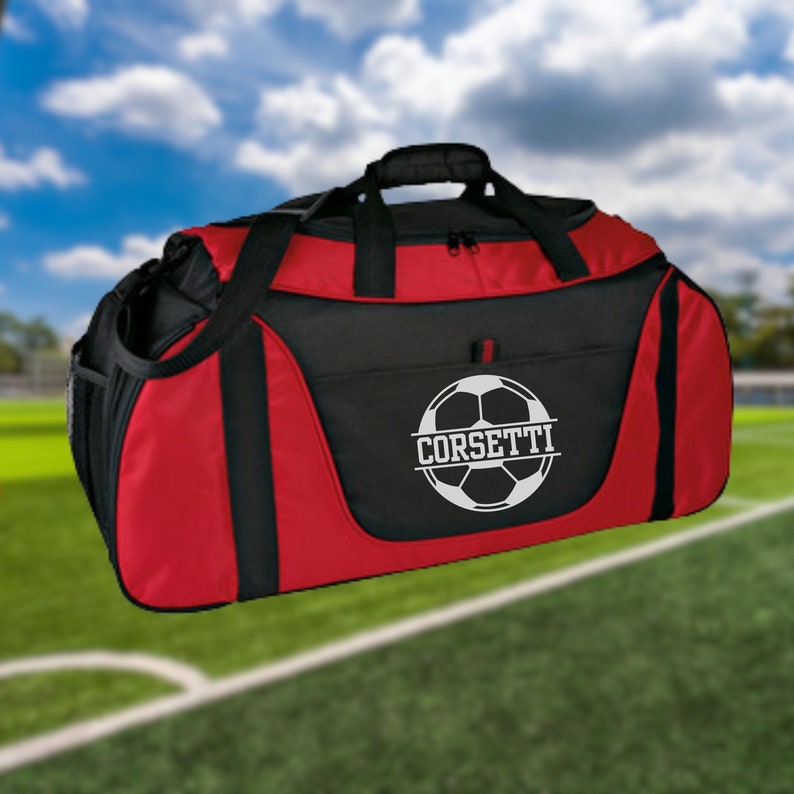 Personalized Soccer Duffel Bag, Custom Sport Bag, Monogram Travel Bag, Athletic Shoulder Bag, Soccer Coach Gift, Soccer Player Bag, Team Bag image 4