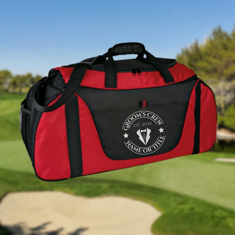 Personalized Groomsman Duffel Bag, Custom Sport Duffle Bag, Monogram Travel Bag, Athletic Shoulder Bag, Bachelor Party Gift, Proposal Gift image 4