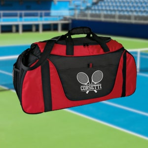 Personalized Tennis Duffel Bag, Custom Sport Bag, Monogram Travel Bag, Athletic Shoulder Bag, Tennis Coach Gift, Tennis Player Bag, Team Bag image 4
