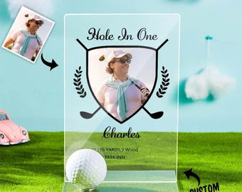 Personalized Photo Golf Plaque, Custom Golf Ball Display Award, Photo Golf Trophy, Gifts for Golf Lover, Hole In One Award, Best Dad By Par