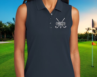 Women's Custom Golf Polo, Sleeveless Golf Polo, Golf Gift for Her, Women's Golf Gift, Ladies Polo, Perfect Gift for Wife, Girlfriend Gift