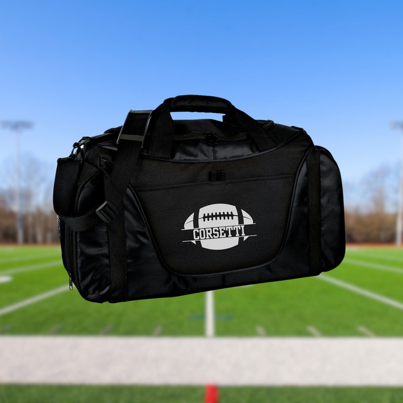Personalized Football Duffel Bag, Custom Sport Bag, Monogram Travel Bag, Athletic Shoulder Bag, Football Coach Gift, Football Player Bag image 2