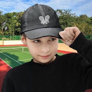 Kids Personalized Tennis Hat, Youth Custom Tennis Hat, Tennis Baseball Cap, Kid Custom Logo Hat, Tennis Monogram, Tennis Team Gift, Kid Gift