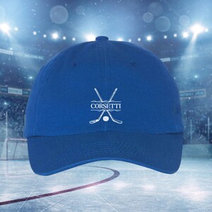Kids Personalized Hockey Hat, Youth Custom Hockey Hat, Hockey Baseball Cap, Kids Custom Logo Hat, Hockey Monogram Hat, Child Baseball Hat Royal Blue
