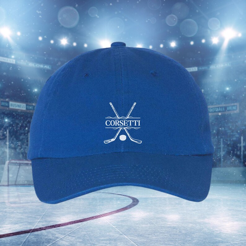 Kids Personalized Hockey Hat, Youth Custom Hockey Hat, Hockey Baseball Cap, Kids Custom Logo Hat, Hockey Monogram Hat, Child Baseball Hat Royal Blue