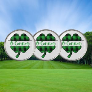 St. Patrick's Day balmarkeringen, gepersonaliseerde golfbalmarkeringen, aangepaste balmarkering cadeau, cadeau golfliefhebber, Ierse balmarkering, klaverstift