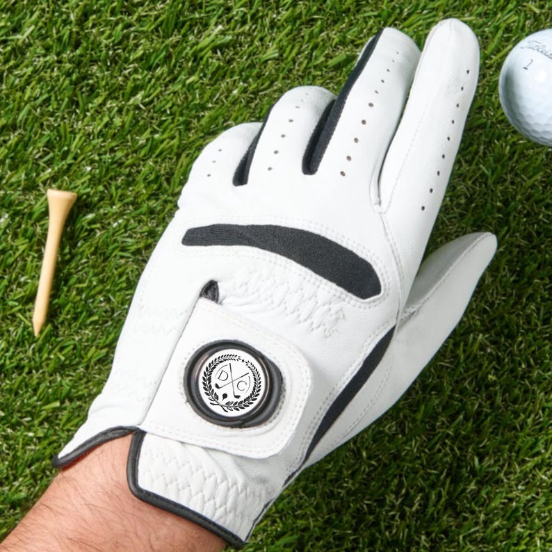 Aangepaste golfhandschoen met monogram balmarkering, gepersonaliseerd golfcadeau, golfcadeau heren, cadeau voor golfer, cadeau voor echtgenoot, cadeau idee golfliefhebber afbeelding 2