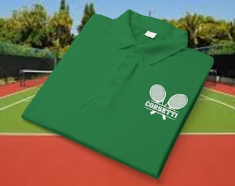 Custom Embroidered Tennis Polo, Personalized Golf Shirt, Monogram Golf Polo, Gift for Dad, Father's Day Gift, Tennis Gift for Him