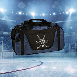 Personalized Hockey Duffel Bag, Custom Sport Duffle Bag, Monogram Travel Bag, Athletic Shoulder Bag, Hockey Coach Gift, Hockey Player Bag image 3