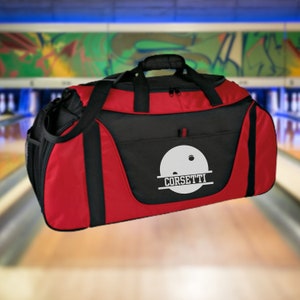 Personalized Bowling Duffel Bag, Custom Sport Bag, Monogram Travel Bag, Athletic Shoulder Bag, Bowling Coach Gift, Bowling Player Bag image 4