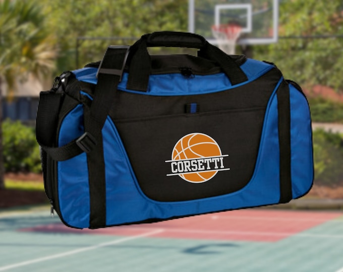 Sac polochon de basket-ball personnalisé, sac de sport personnalisé, sac de voyage monogramme, sac à bandoulière de sport, cadeau pour entraîneur de basket-ball, sac d'équipement de ballon de football