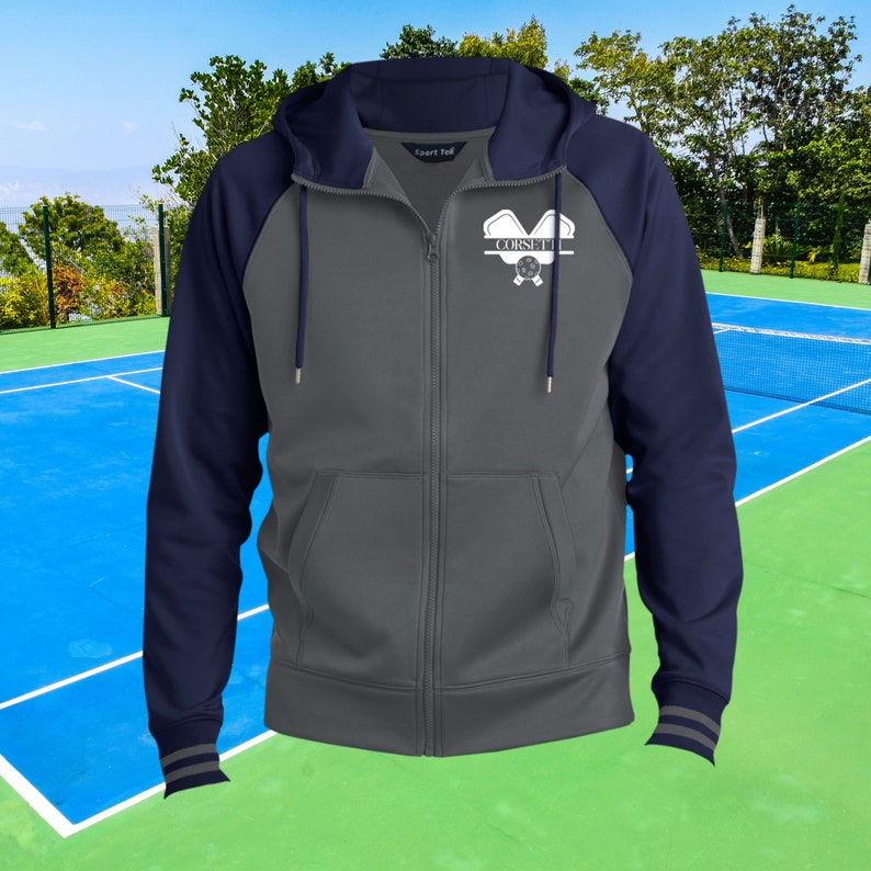 Personalisiertes Pickleball-Sweatshirt für Herren, Monogramm Pickleball-Fleece, individuelles Pickleball-Geschenk, Pickleball-Teampullover, Herren-Pickleball Grey/Navy