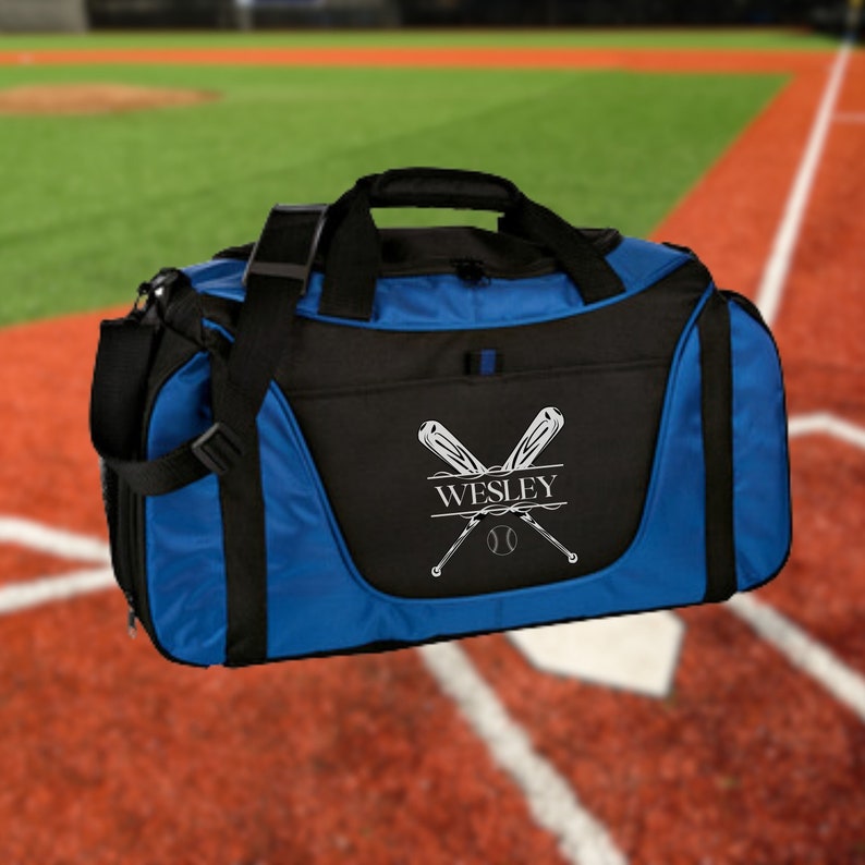 Personalized Baseball Duffel Bag, Custom Sport Bag, Monogram Travel Bag, Athletic Shoulder Bag, Baseball Coach Gift, Baseball Equipment Bag image 1