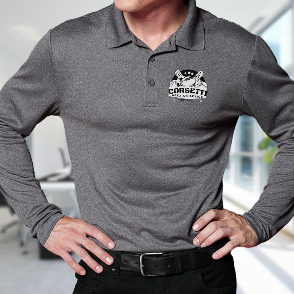 Men'S Personalized Long Sleeve Polo, Custom Polo Shirt, Lightweight Sport Polo, Men'S Business Polo, Corporate Polo, Business Logo Shirt Livingtee