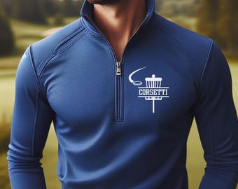 Personalized Lightweight Disc Golf Sweatshirt, Quarter Zip Pullover Sweater, Custom Disc Golf Gift, Gift for Husband, Gift for Boyfriend