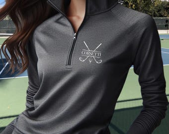 Pull de golf personnalisé pour femme : pull léger à quart de zip