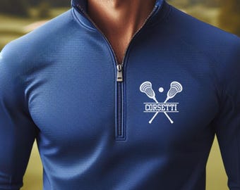 Personalisiertes leichtes Lacrosse-Sweatshirt, Viertel-Reißverschlusspullover, benutzerdefiniertes Lacrosse-Geschenk, Lacrosse-Teamgeschenk, Lacrosse-Trainergeschenk