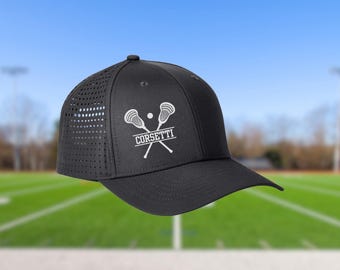 Gepersonaliseerde geperforeerde lacrossehoed, aangepaste pet, aangepaste lacrossehoed, sporthoed, lacrosse coachcadeau, teamhoed, aangepast logo, lacrossecadeau
