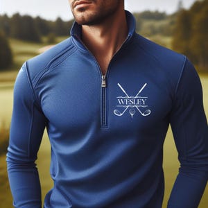 Sudadera de golf ligera personalizada, suéter con cremallera de un cuarto, regalo de golf personalizado, regalo para golfistas, regalo para esposo, regalo para novio