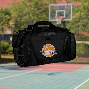 Personalized Basketball Duffel Bag, Custom Sport Bag, Monogram Travel Bag, Athletic Shoulder Bag, Basketball Coach Gift, BBall Equipment Bag image 1