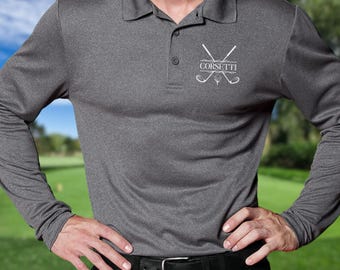 Polo da golf personalizzata a maniche lunghe da uomo, polo personalizzata, polo sportiva leggera, polo da golf da uomo, regali da golf per uomo, regalo per marito