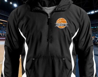 Personalized Basketball Jacket, Custom Half-Zip Anorak, Custom Basketball Gift, Basketball Coach Gift, Basketball Team Gift, Basketball Coat