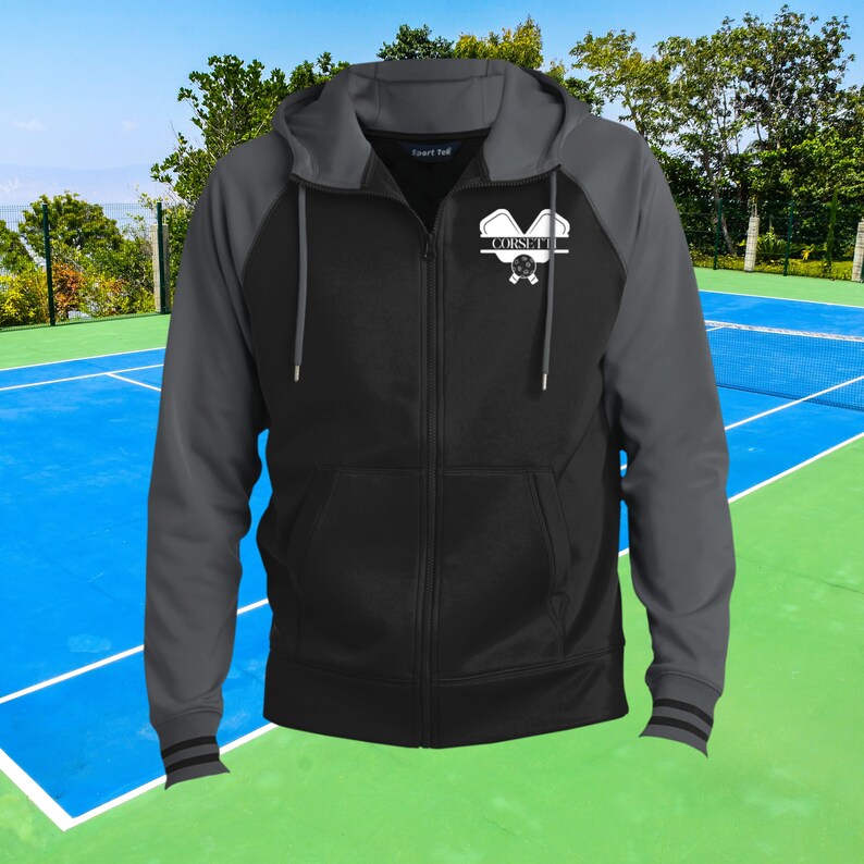 Personalisiertes Pickleball-Sweatshirt für Herren, Monogramm Pickleball-Fleece, individuelles Pickleball-Geschenk, Pickleball-Teampullover, Herren-Pickleball Black/Grey