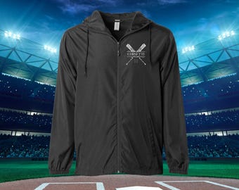 Men's Lightweight Baseball Windbreaker, Personalized Monogram Baseball Jacket, Custom Raincoat, Baseball Coach Gift, Baseball Team Gift