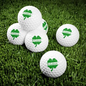 Palline da golf per San Patrizio, regalo di golf irlandese, palline da golf personalizzate, regalo di trifoglio per marito, regalo di golf personalizzato, palline con monogramma di trifoglio