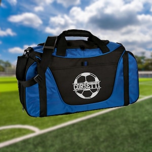 Personalized Soccer Duffel Bag, Custom Sport Bag, Monogram Travel Bag, Athletic Shoulder Bag, Soccer Coach Gift, Soccer Player Bag, Team Bag image 2